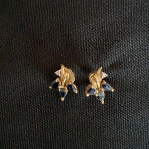 Earrings 14kgold with sapphires and diamond